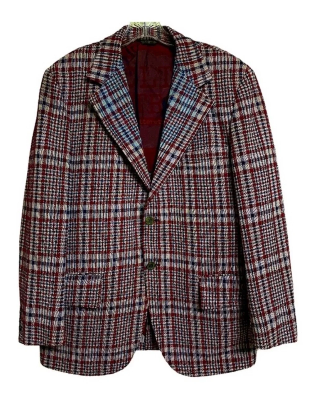70s vtg Double Knit Plaid Blazer